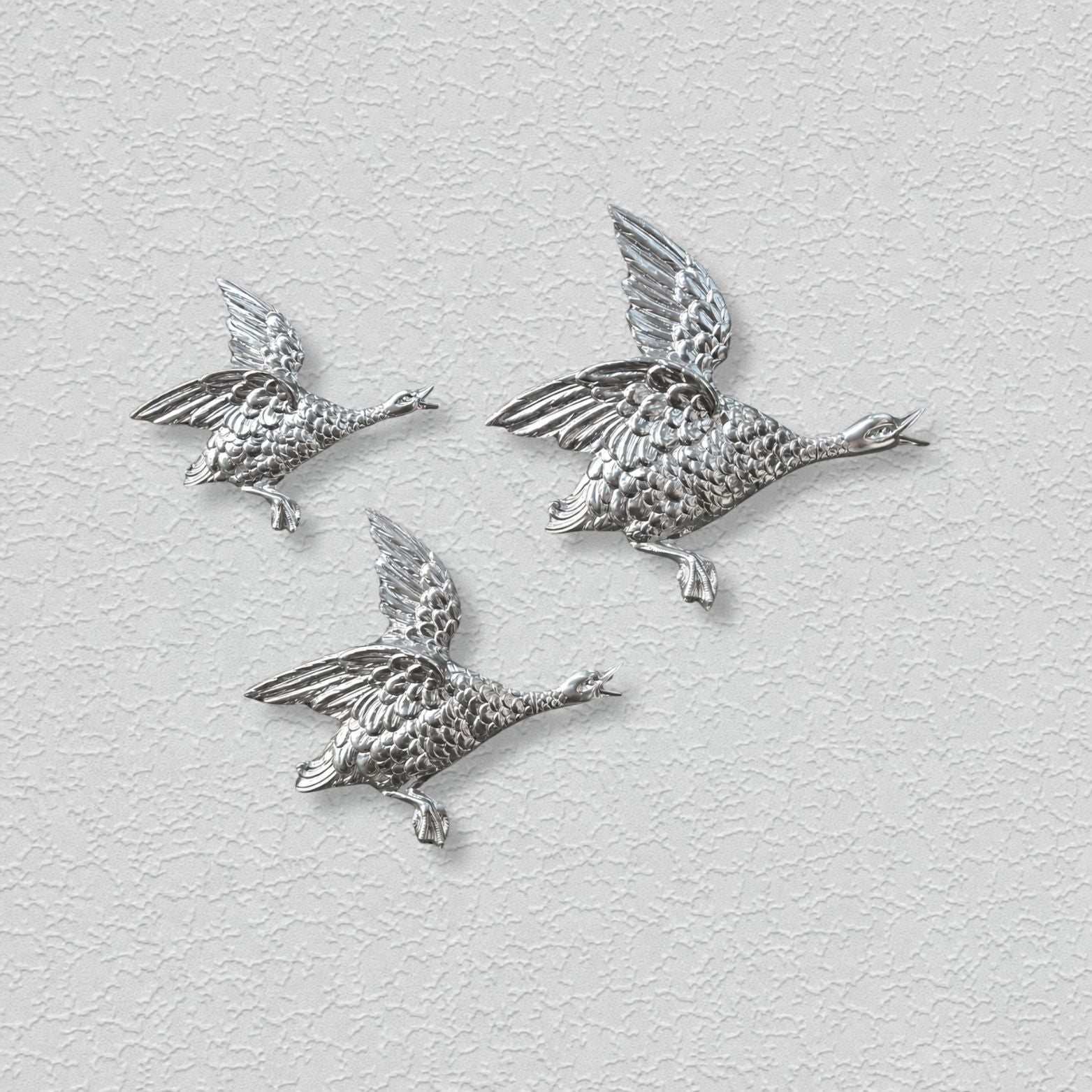 Shimmering Ducks in Silver